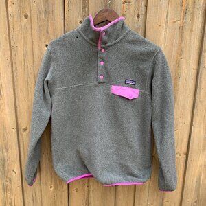 Patagonia Synchilla Snap T Fleece Pullover Gray/Pink Small